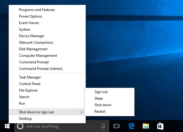 Windows 10 Start Menu Right click