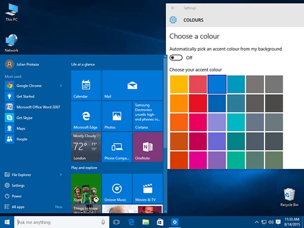 Windows 10 Start Menu Color Change